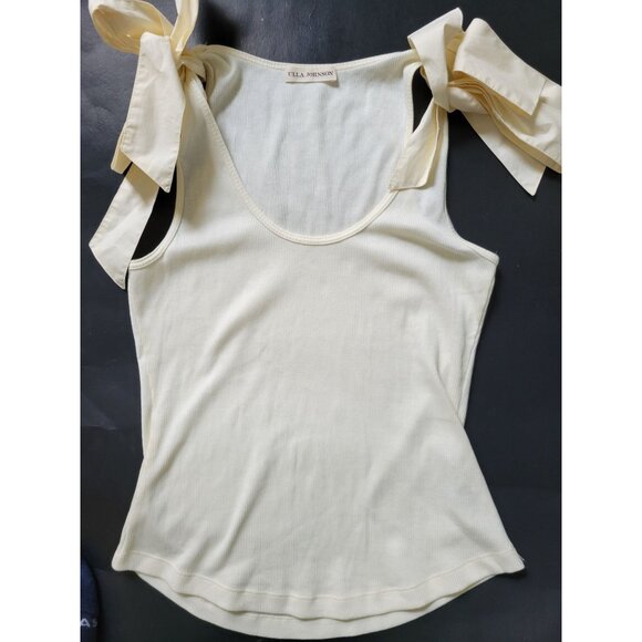 Ulla Johnson Ivory bow Ribbed tank top size Small feminine Romantic Coqette - Picture 5 of 8